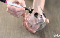 DIY Hand Painted Panda Milk Glass