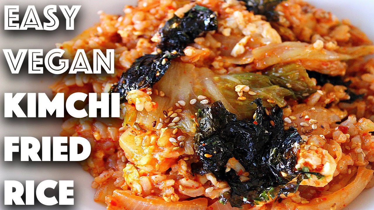 EASY VEGAN KIMCHI FRIED RICE RECIPE - 10 MINUTE DINNER - CookeryShow.com