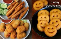 3 easy potato snacks recipe for kids – potato fingers, potato nuggets – potato smiley recipe