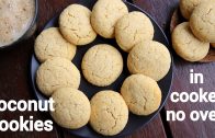 eggless coconut cookies recipe in cooker – no oven coconut biscuits – कोकोनट कुकीज़ रेसिपी